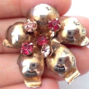 Vntg. Stamped Sterling Abstract Floral Brooch CZ